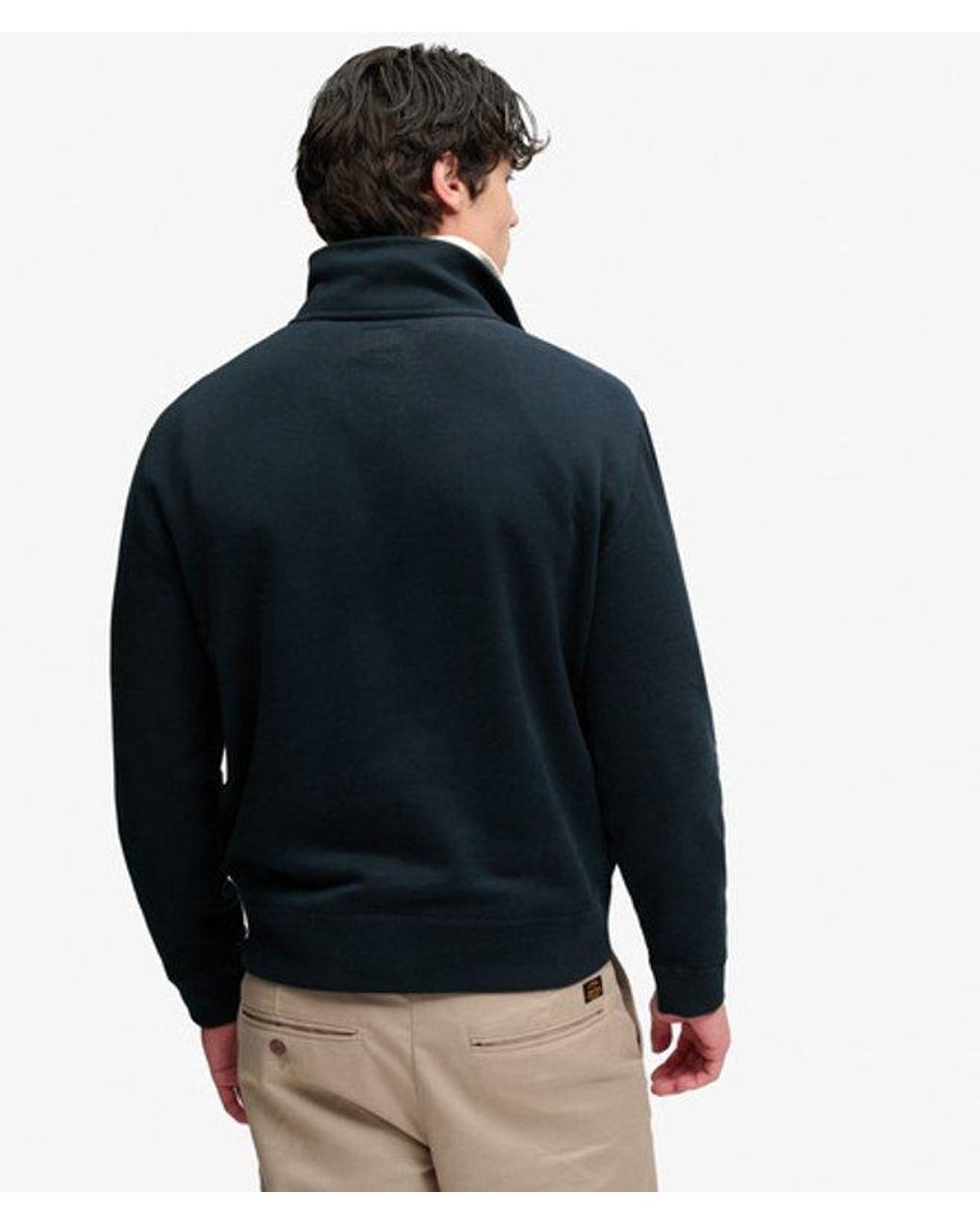 Superdry Black & Co Essential Serif Logo Half Zip Sweatshirt for men