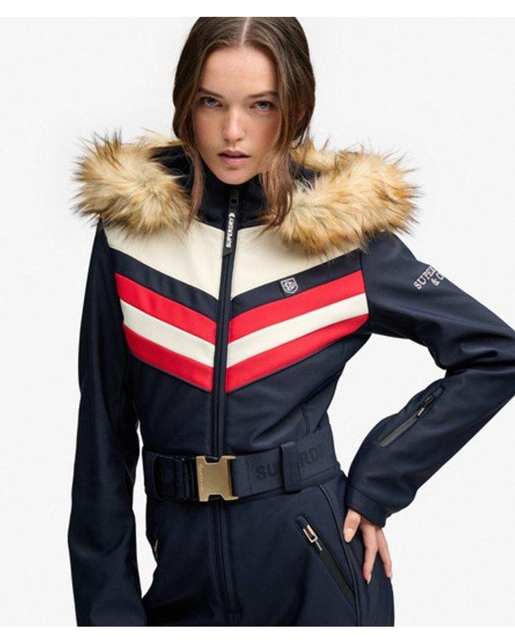 Superdry Blue & Co Luxe Chevron Ski Suit