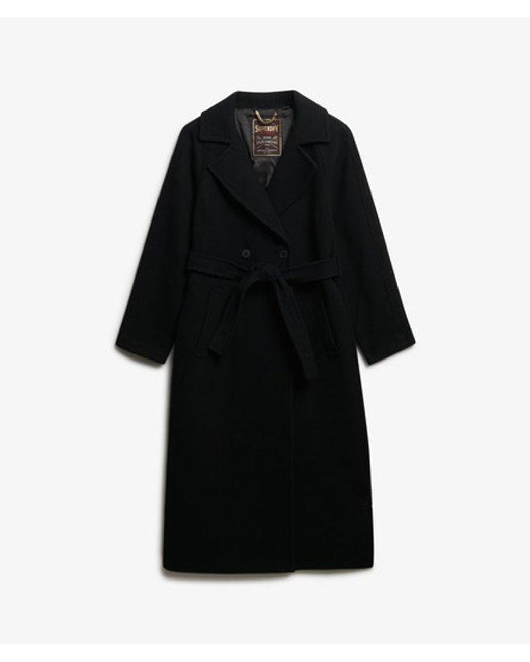 Superdry Black & Co Relaxed Long Wool Blend Coat