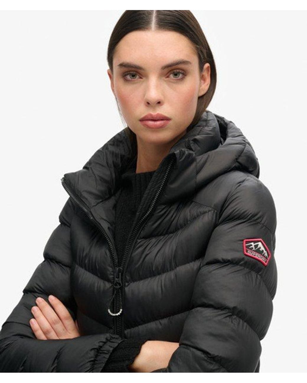 Superdry Black & Co Slim Fit Embroidered Logo Hooded Fuji Padded Jacket