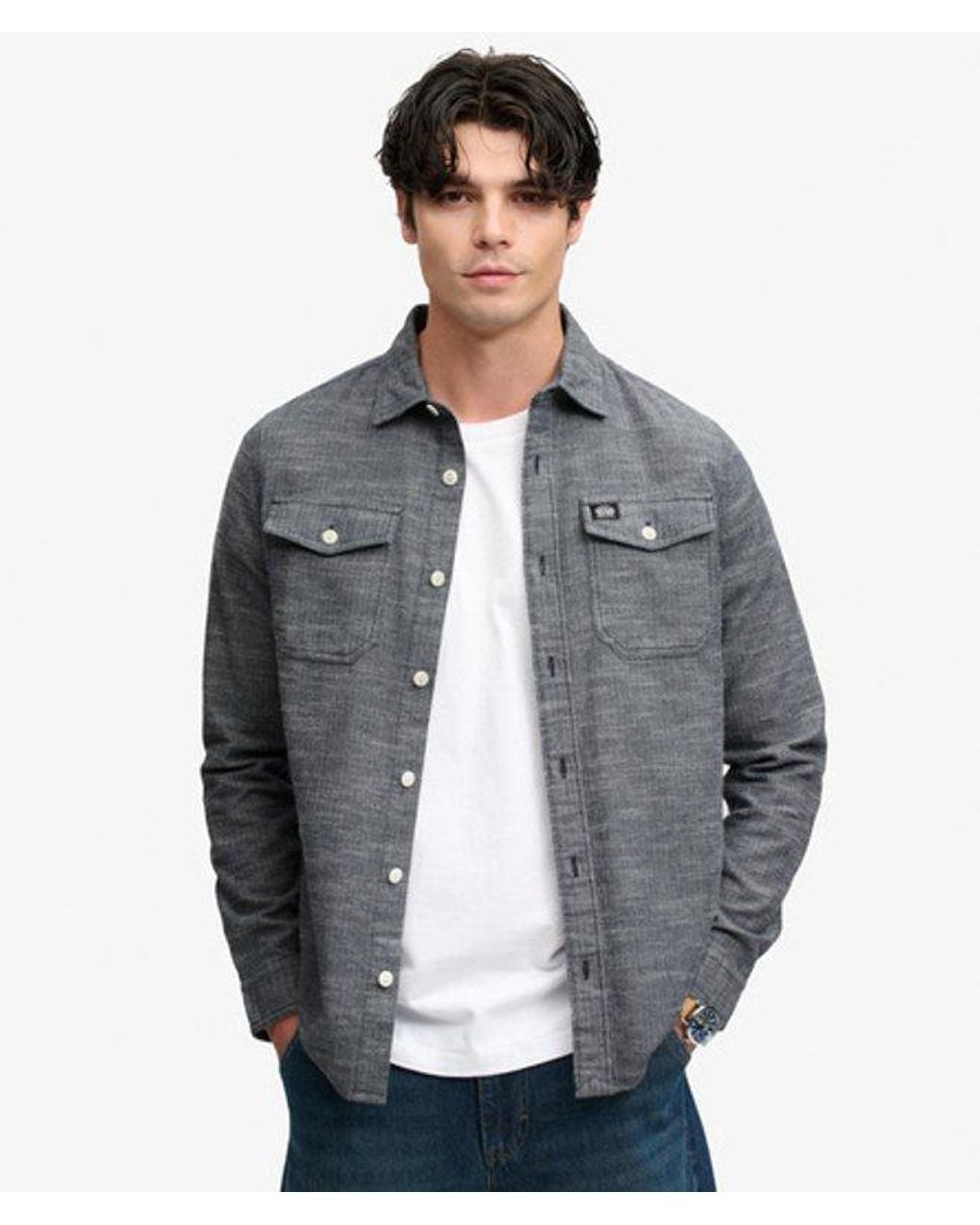 Superdry Gray & Co Herringbone Workwear Shirt for men