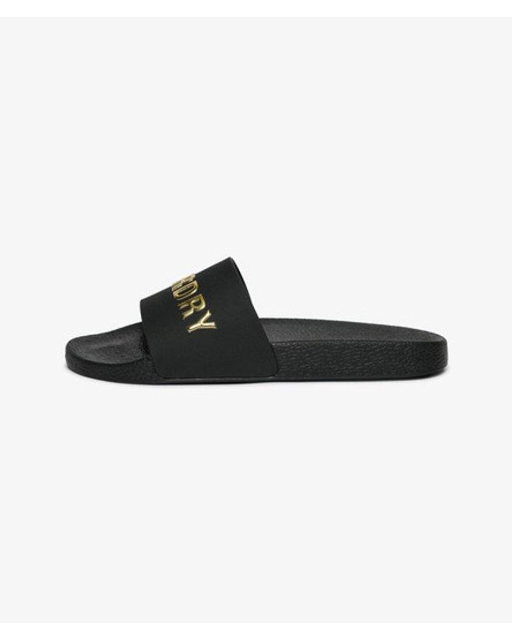 Superdry Black & Co Premium Metallic Pool Sliders