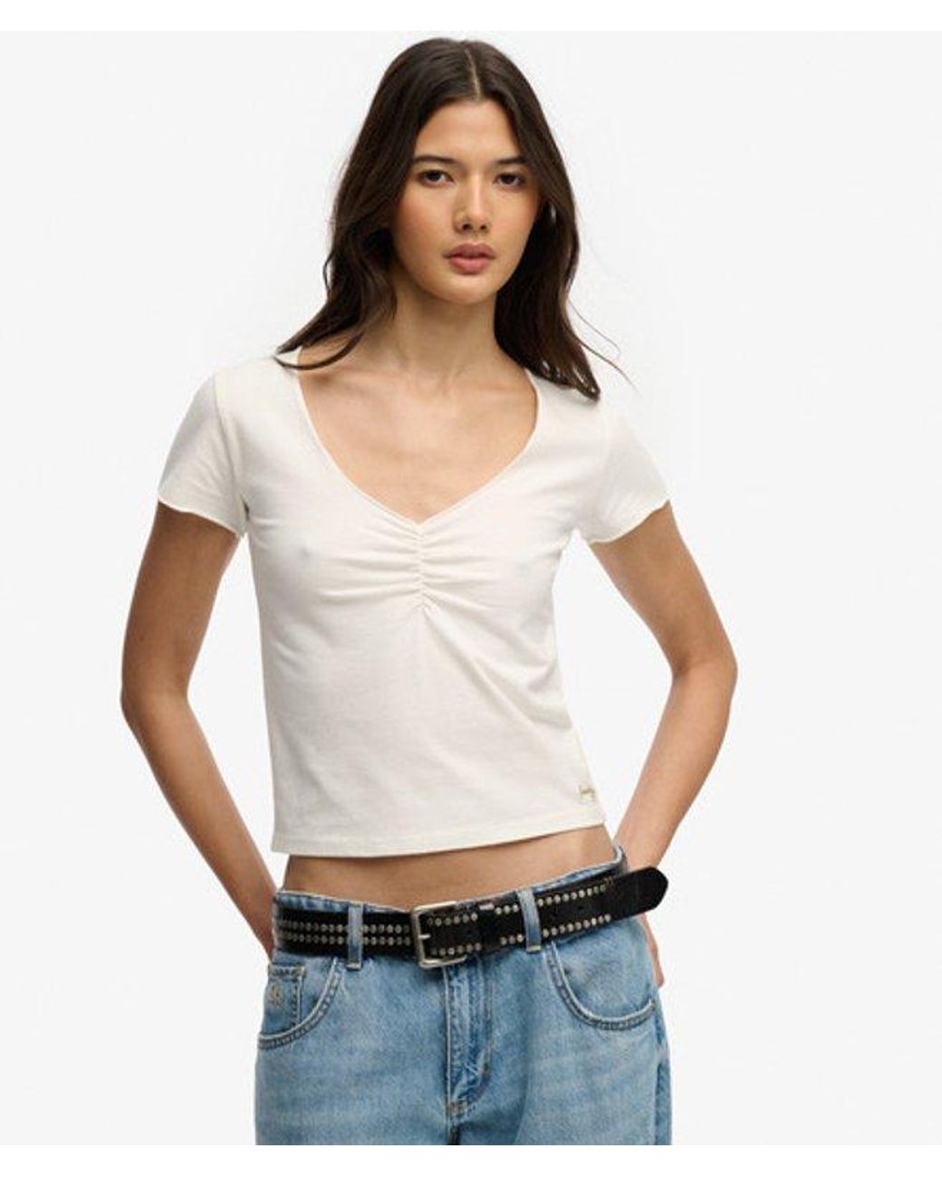 Superdry White & Co Athletic Essentials Gathered Short Sleeve Top