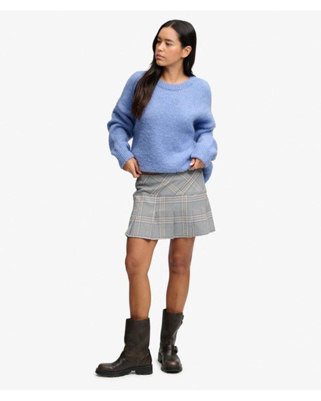 Superdry Blue Uperdry Vintage Check Kirt