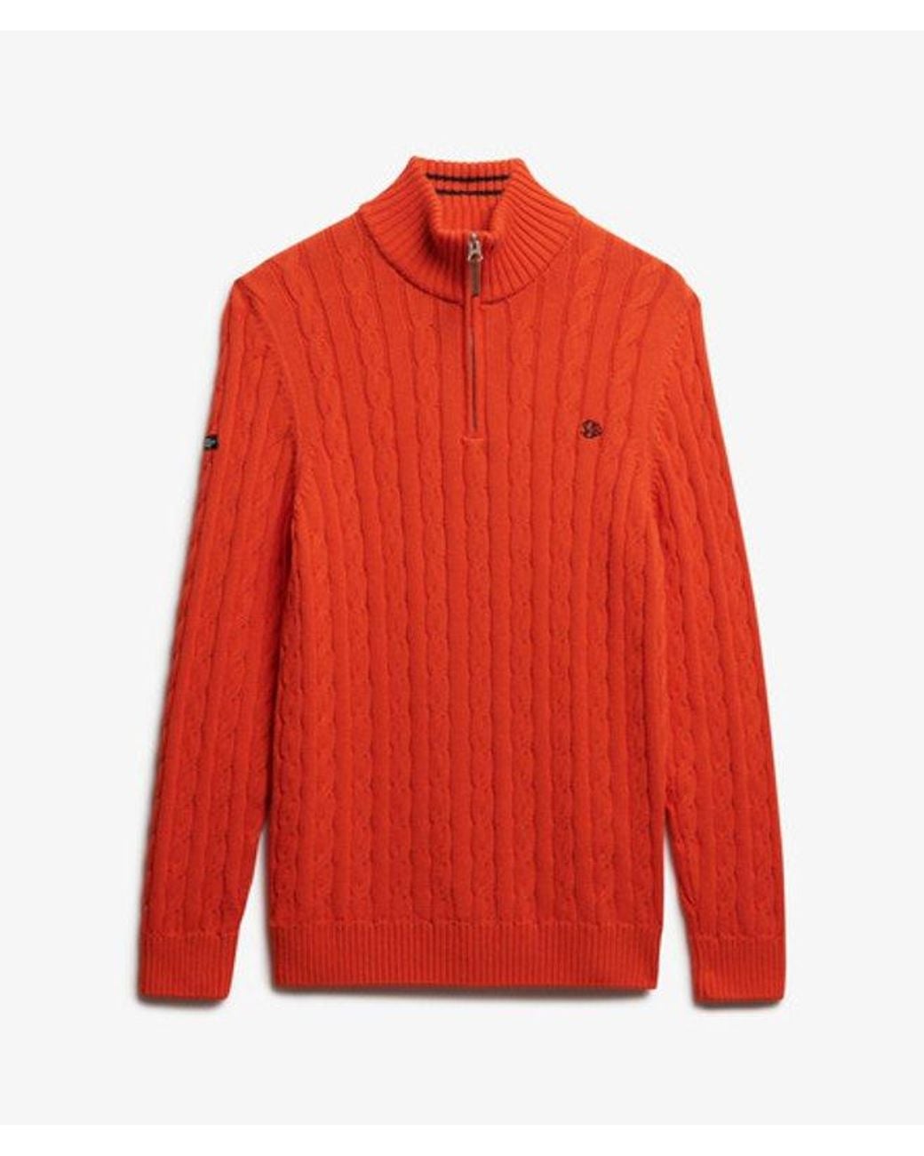 Superdry Red Organic Cotton Classic Cable Half-zip Jumper for men