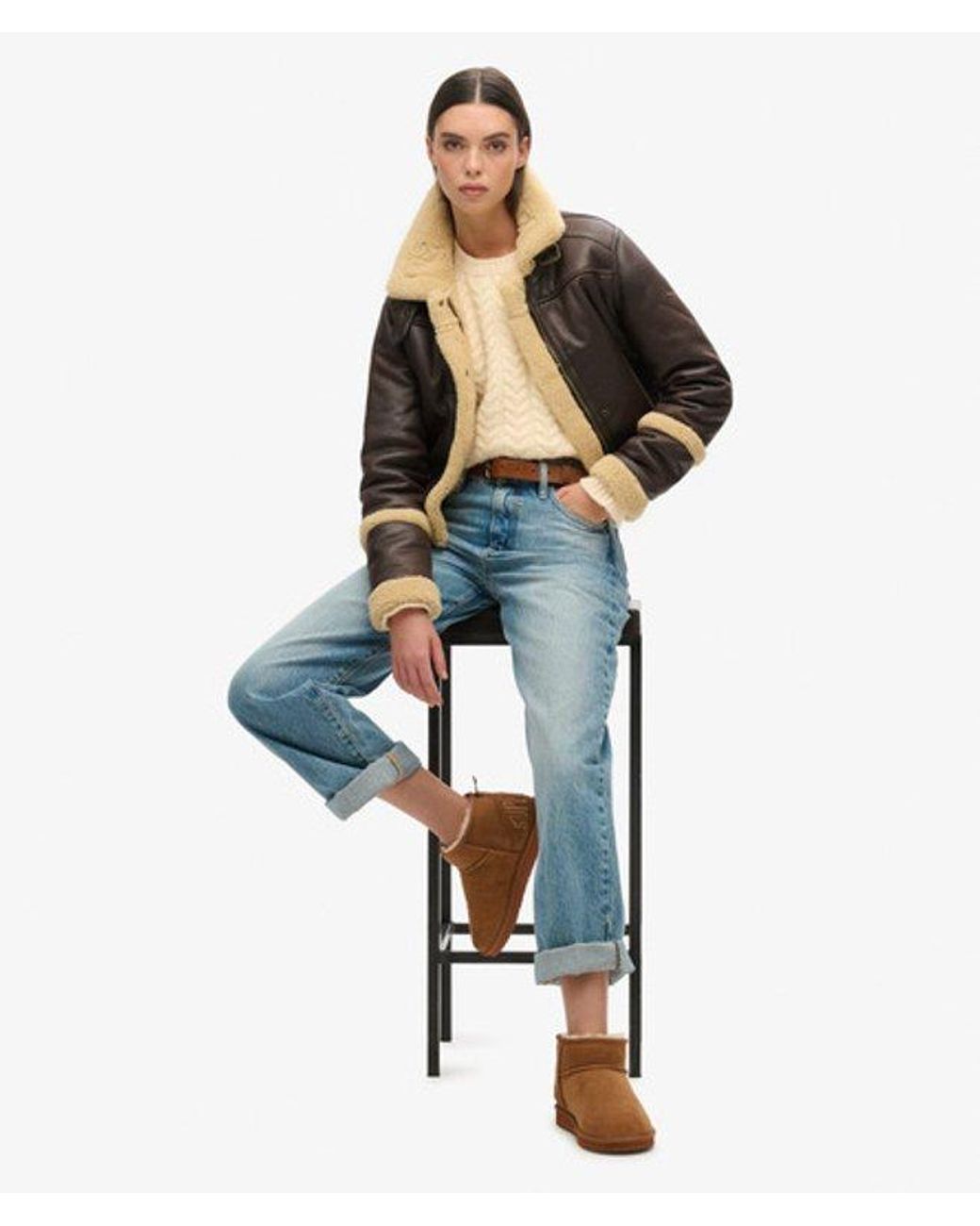 Superdry Brown & Co Suede Sherpa Mini Boots