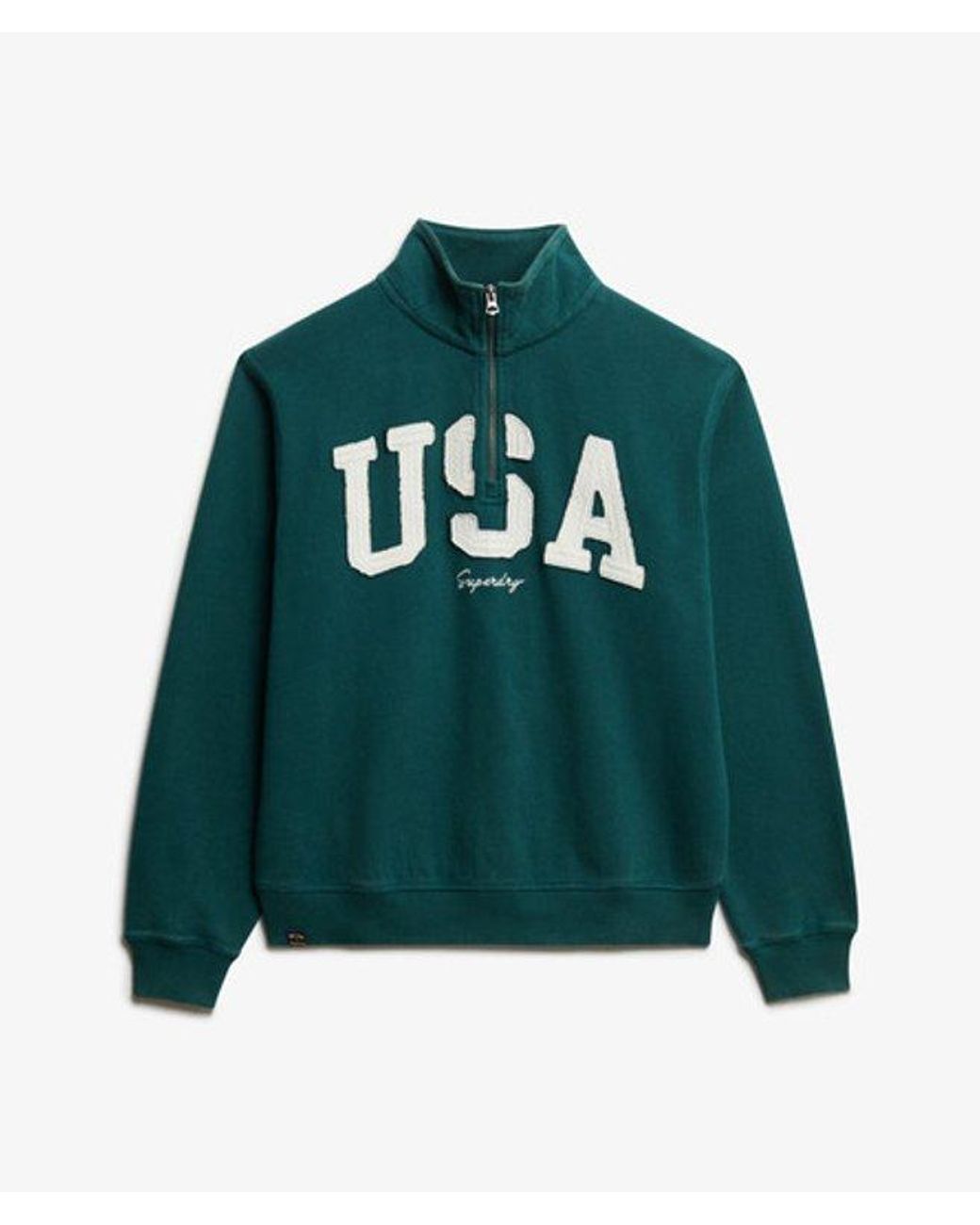Superdry Green & Co Athletic Essentials Applique Half Zip Sweatshirt