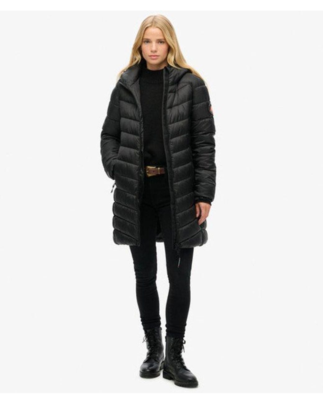 Superdry Black & Co Ladies Hooded Fuji Mid Padded Jacket