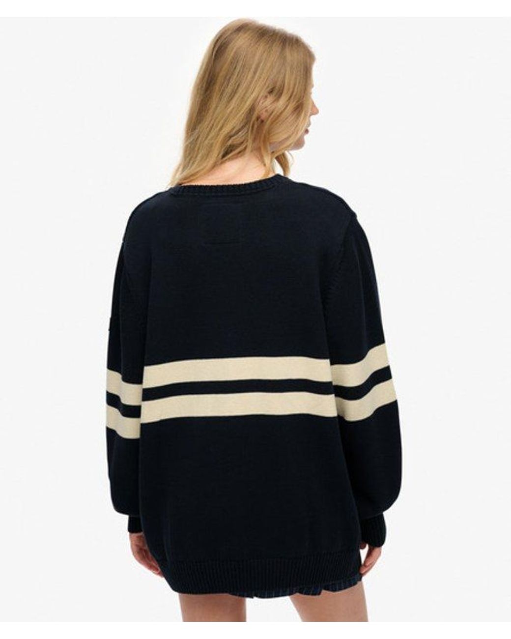 Superdry Blue & Co Oversized Striped V-neck Jumper