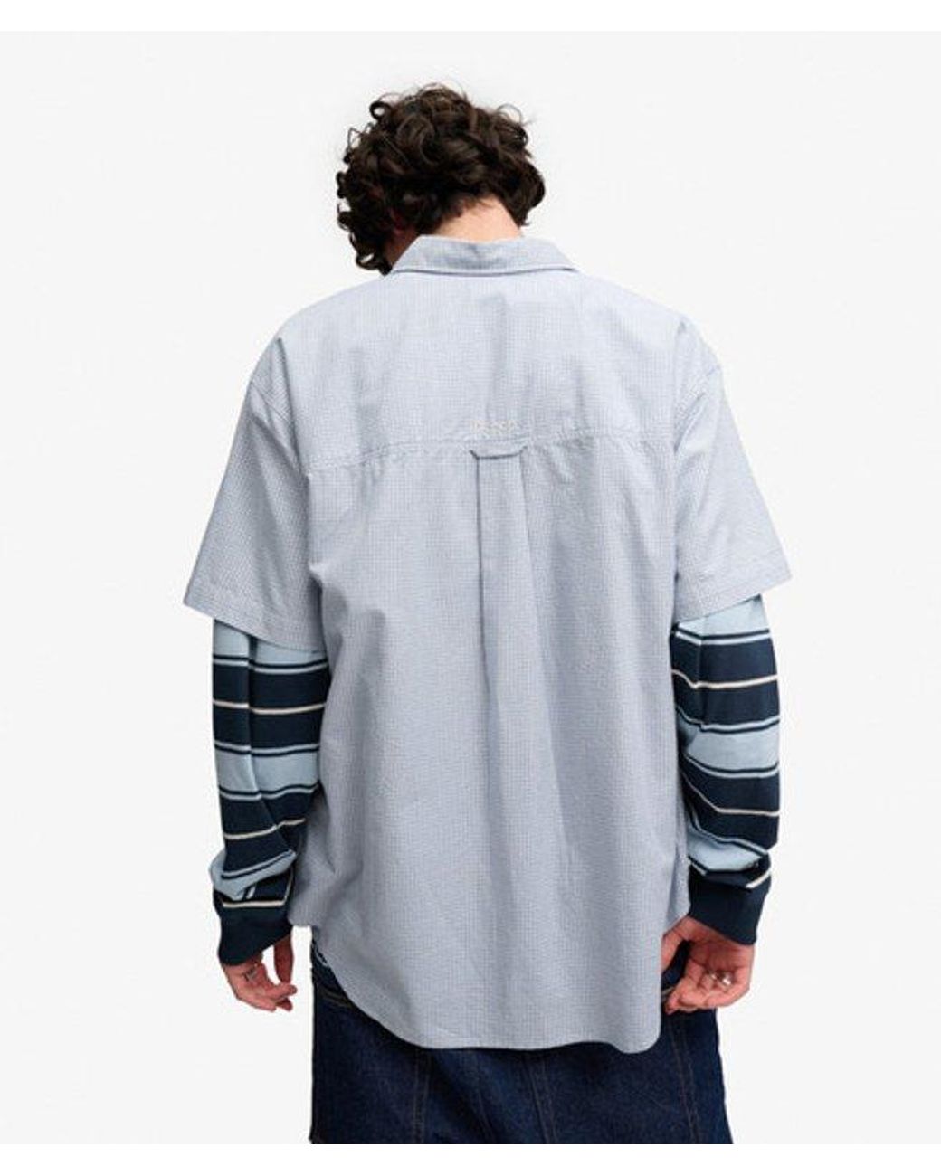 Superdry Blue Bench X & Co Bench Skater Check Short Sleeves Shirt for men
