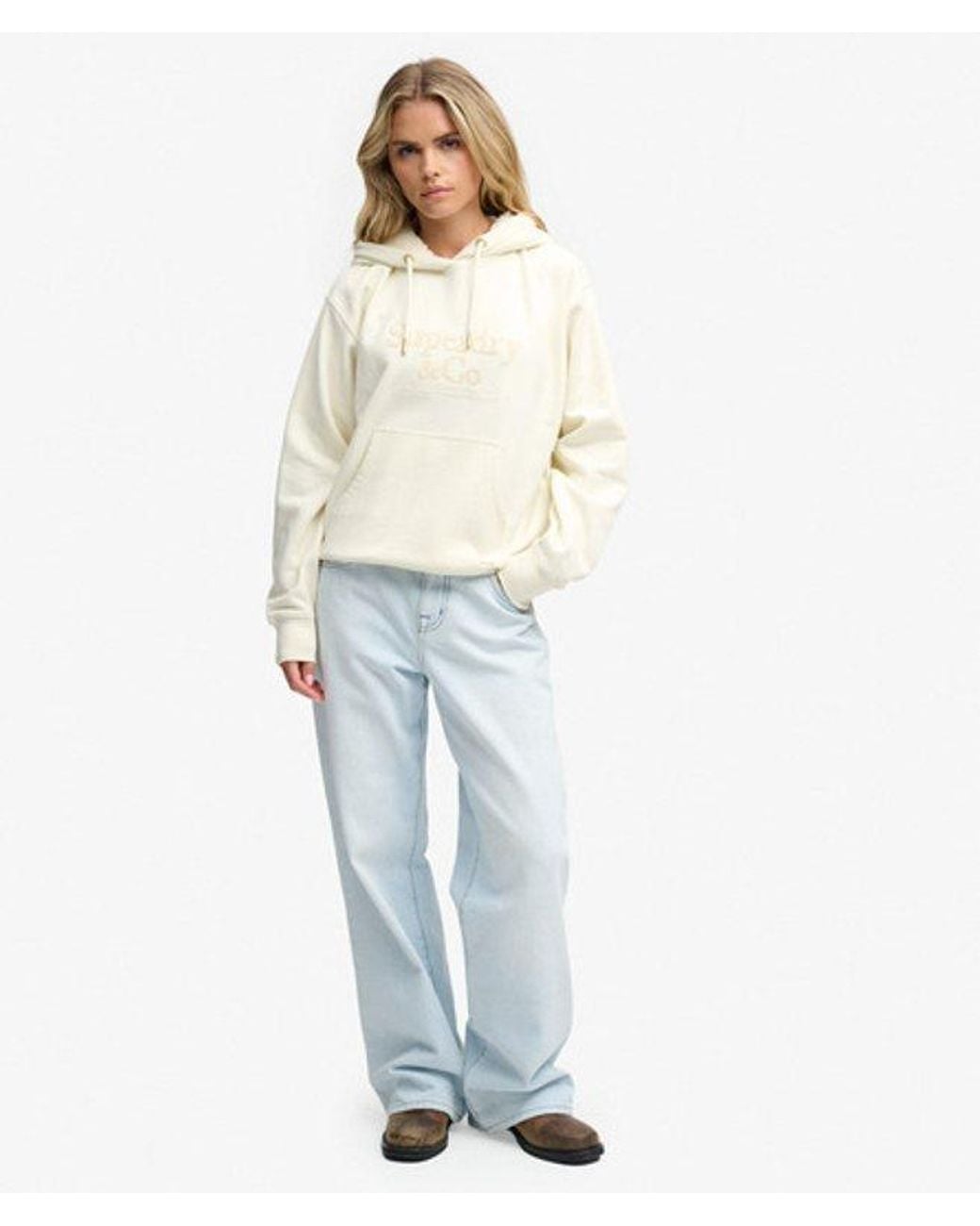 Superdry White & Co Company Logo Embroidered Sequin Hoodie