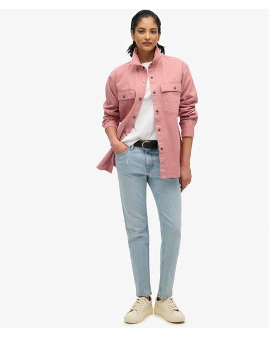 Superdry Pink Cotton Workwear Overshirt