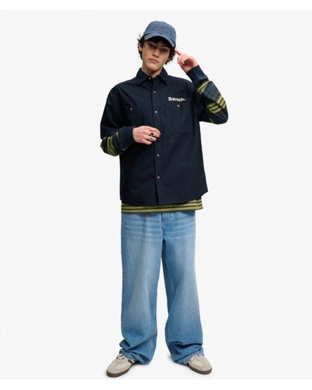 Superdry Blue Bench X & Co Bench Mechanic Short Sleeve Boxy Shirt for men
