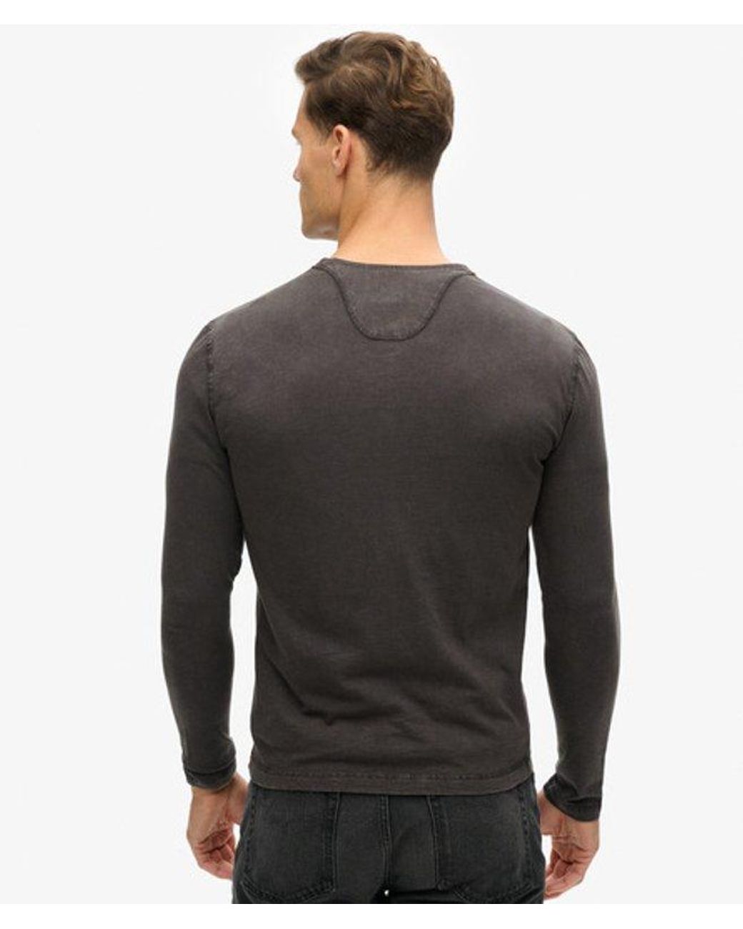 Superdry Gray & Co Long Sleeved Jersey Henley Top for men