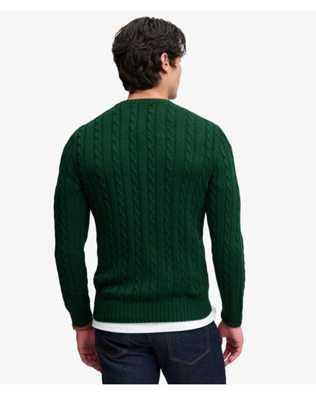 Superdry Green & Co Cotton Cable Knit Crew Jumper for men