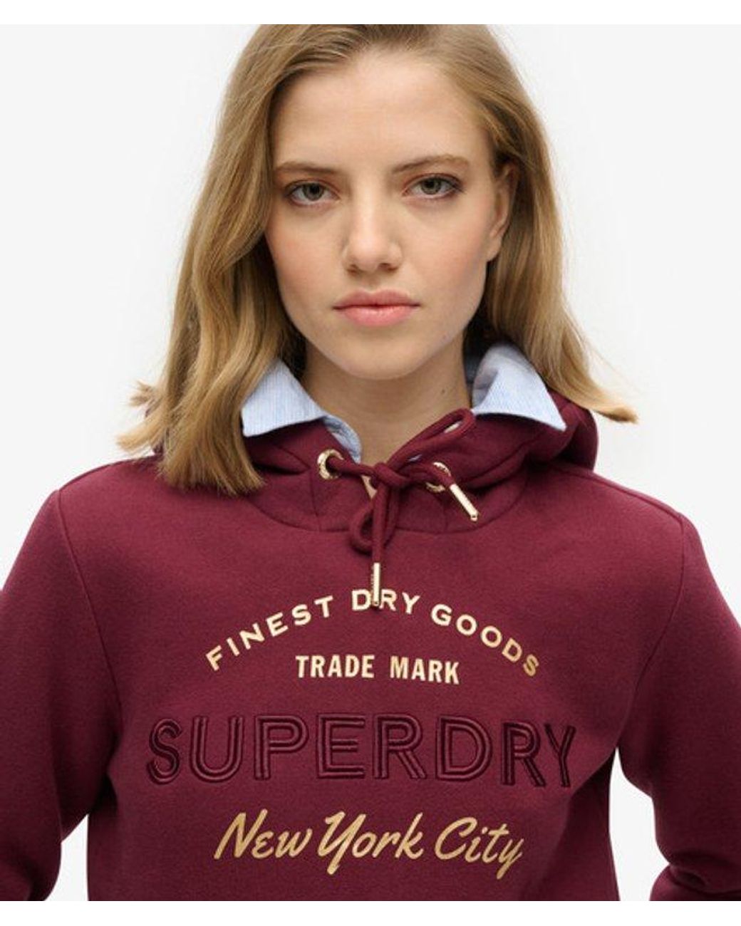 Superdry Red & Co Luxe Metallic Logo Hoodie