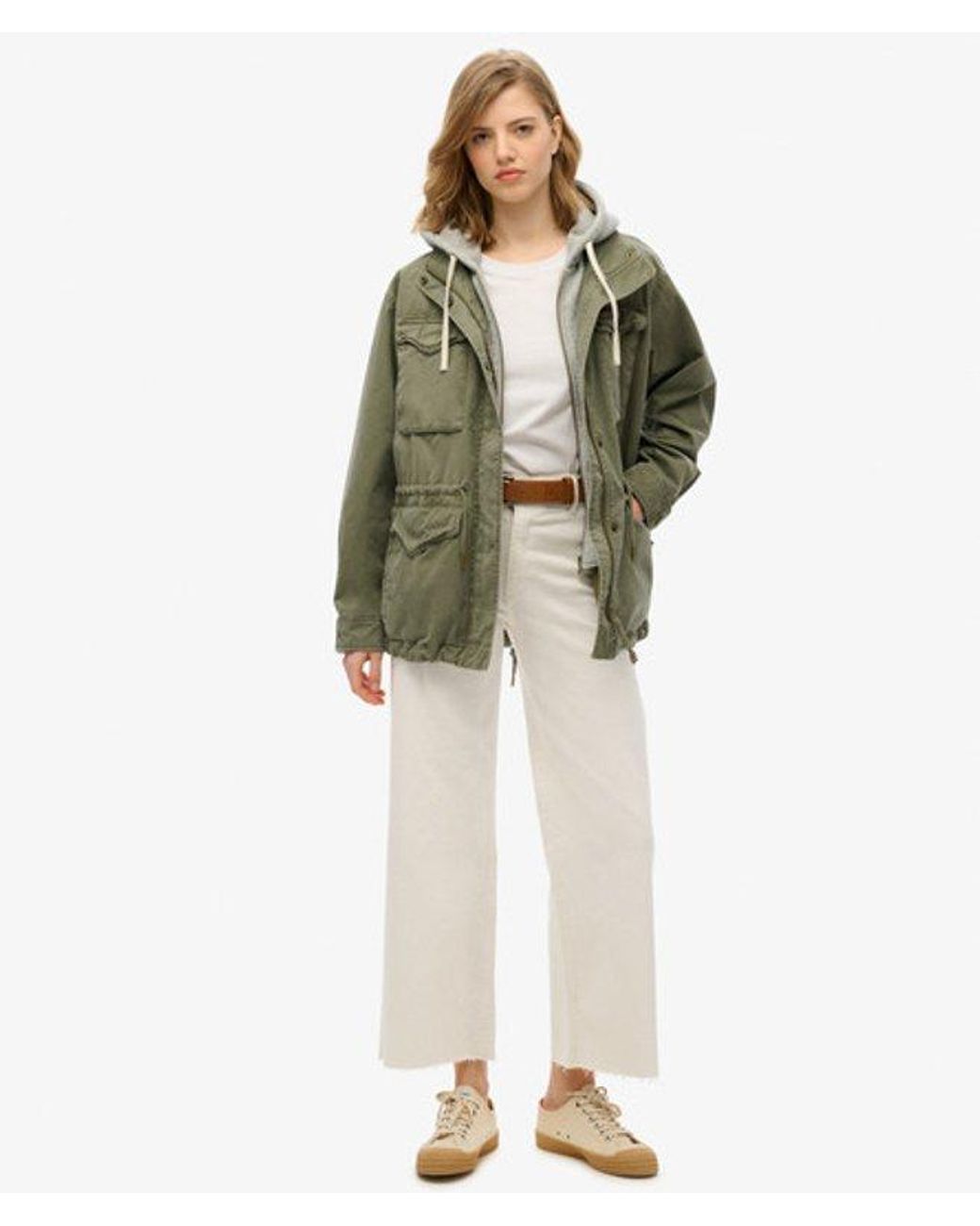 Superdry Green & Co Jersey Hooded Military Jacket