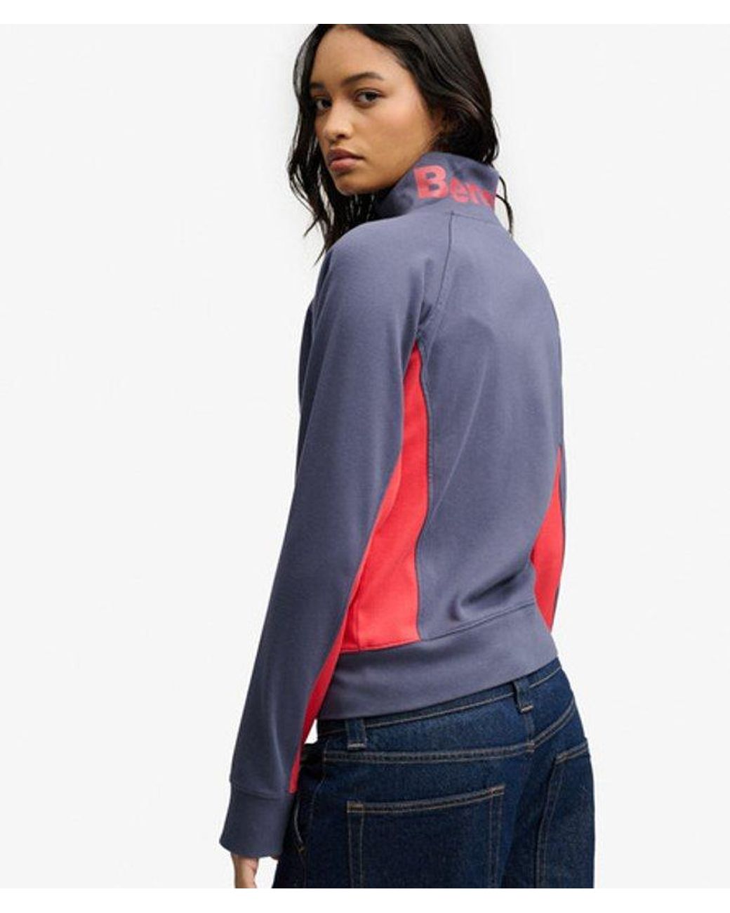 Superdry Blue Bench X & Co Bench High Neck Contrast Track Top