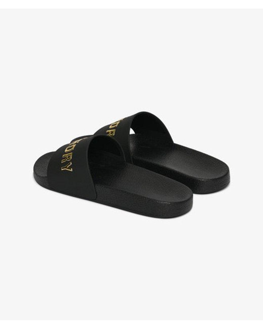 Superdry Black & Co Premium Metallic Pool Sliders