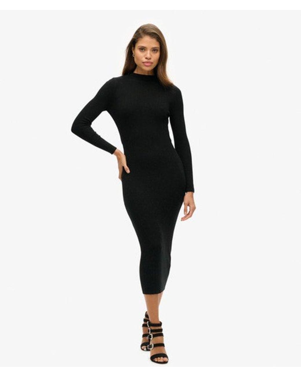 Superdry Black & Co Backless Bodycon Midi Dress