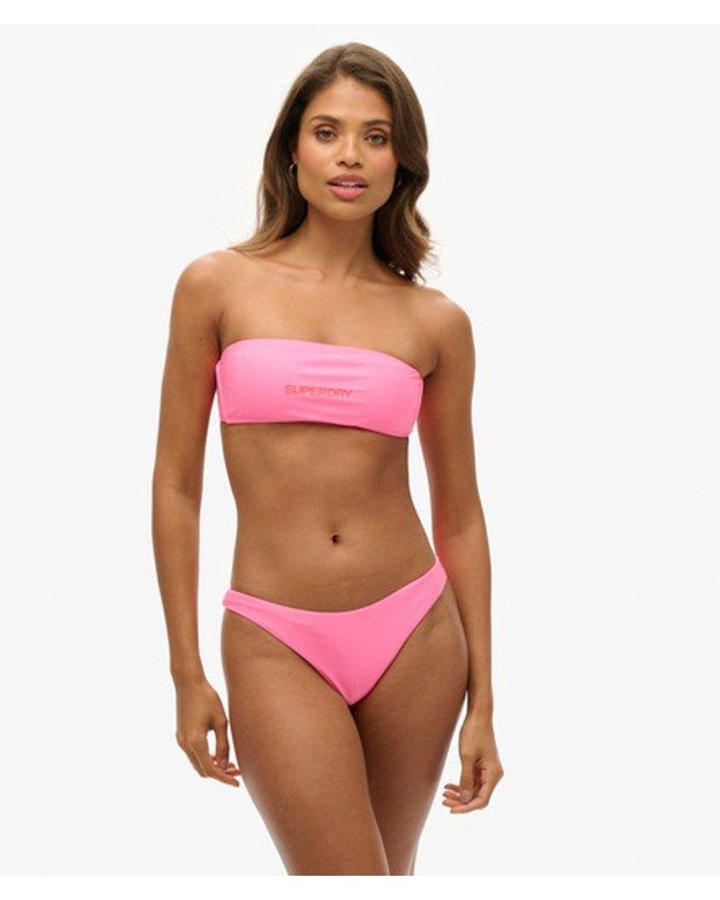 Superdry Pink & Co Logo Bandeau Bikini Top