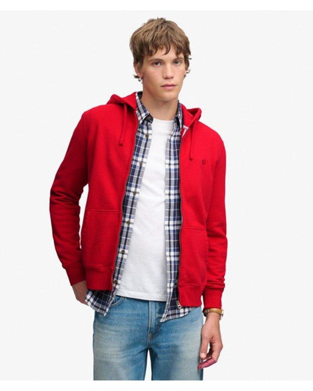 Superdry Red & Co Essential Logo Zip Hoodie for men