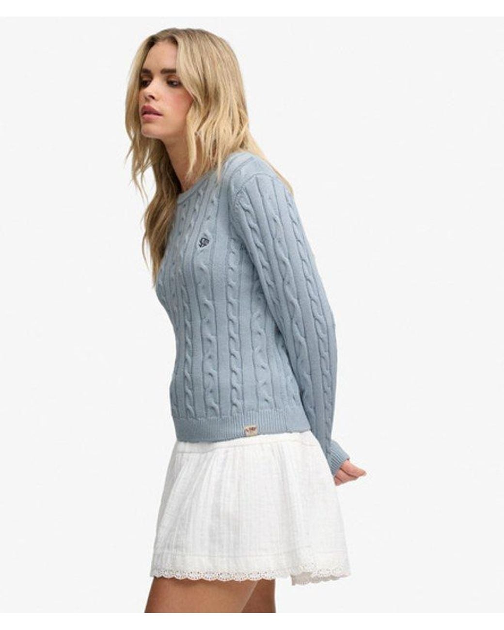 Superdry Essentials Sd & Co Kabelgebreide Trui in het Blue