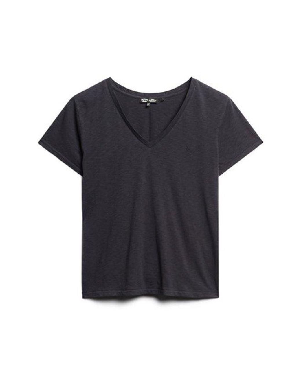 Superdry Black & Co Slub Embroidered V-neck T-shirt