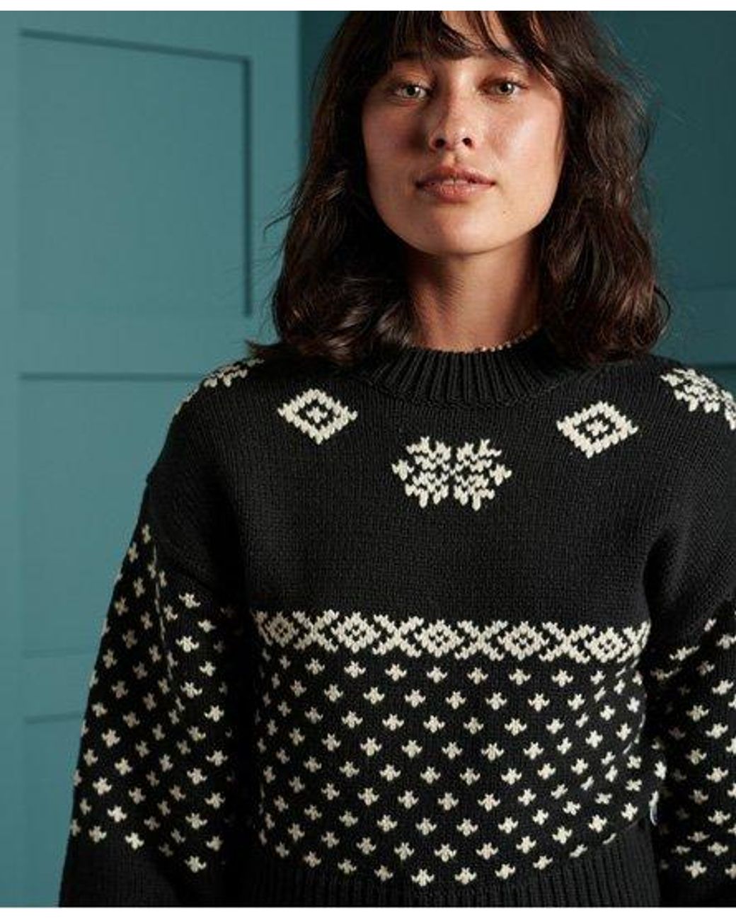 Superdry Wool Fredericka Fairisle Jumper in Black - Lyst