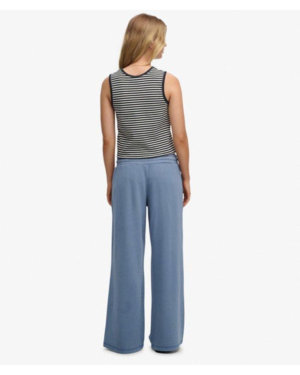 Superdry Blue Essential Logo Wide Leg Joggers