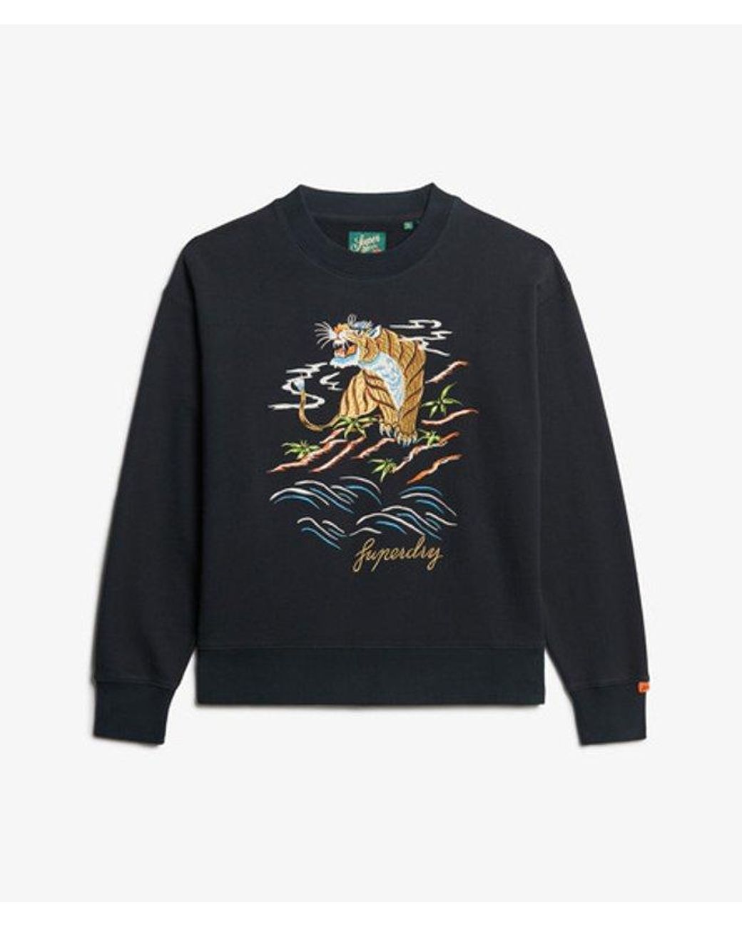 Superdry Black & Co Suika Embroidered Loose Crew Sweatshirt