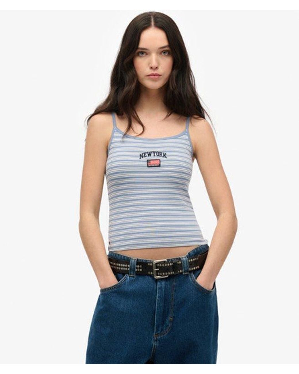 Superdry & Co Athletic Essentials Cami Top Slanke Pasvorm in het Blue