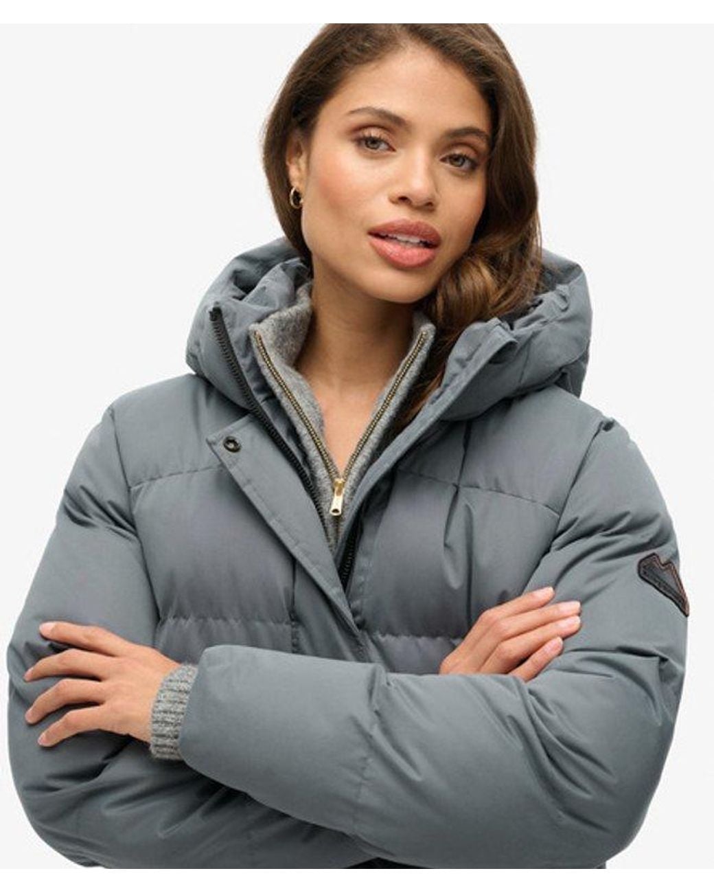 Superdry Gray & Co Microfibre Long Puffer Coat