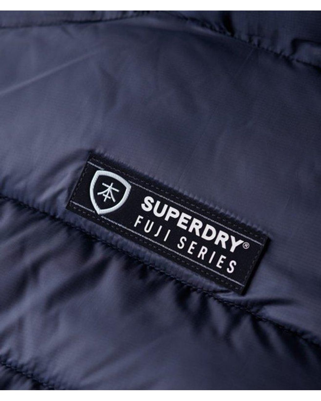 Superdry Blue Hooded Fuji Quilt Padded Gilet