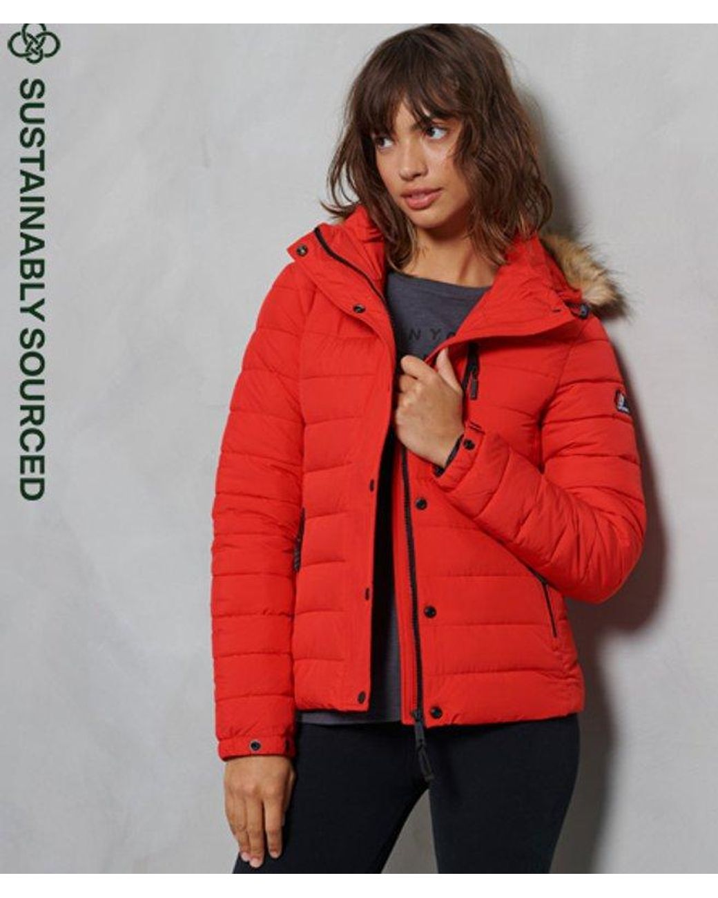 Superdry Red & Co Classic Faux Fur Fuji Jacket