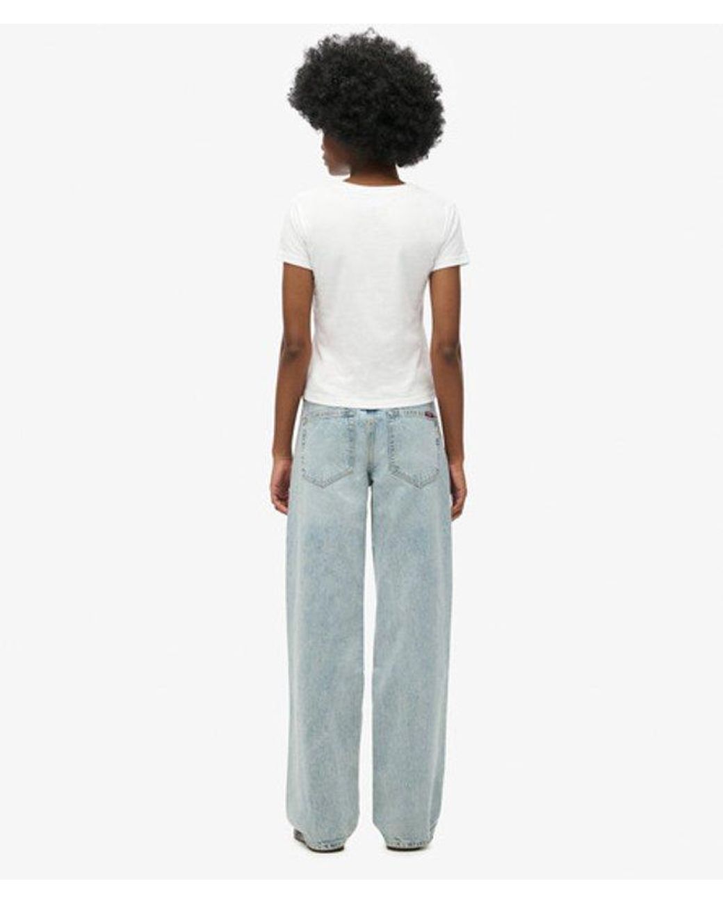 Superdry Blue & Co Mid Rise Wide Leg Jeans