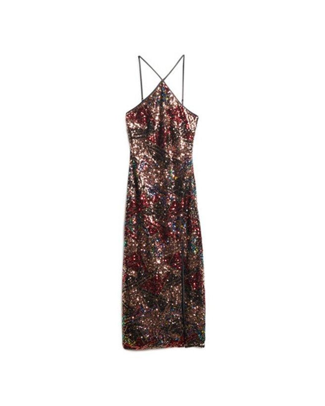 Superdry White & Co Fully Lined Sequin Halter Midi Dress