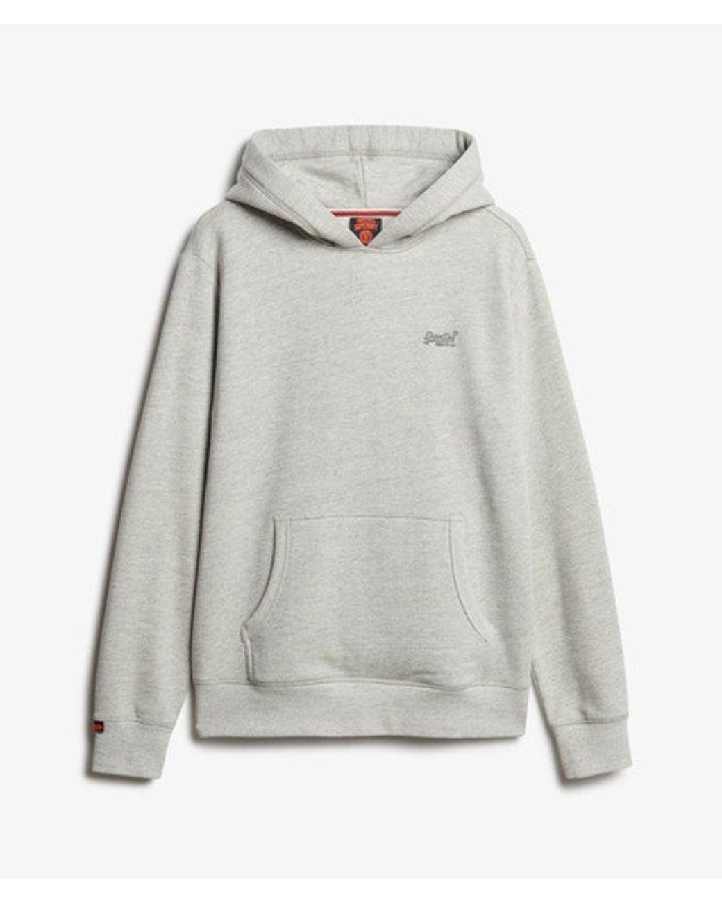 Superdry Essential Hoodie Met Logo En Halfgeborstelde Voering in het Gray voor heren