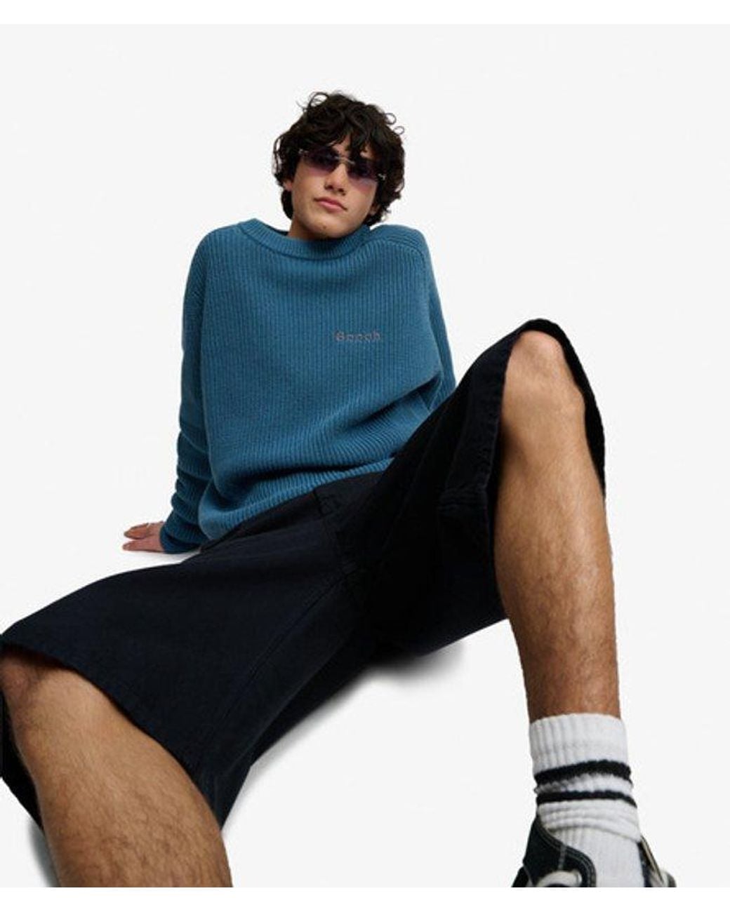 Superdry Blue Bench X & Co Bench Ribbed Boxy Jumper for men
