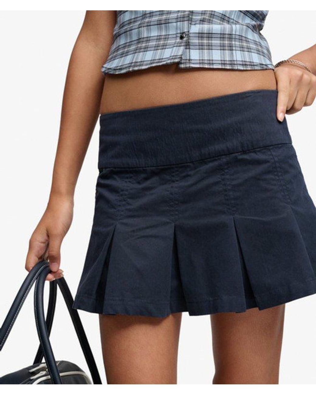 Superdry Blue Bench X & Co Bench Logo Pleated Peached Mini Skirt