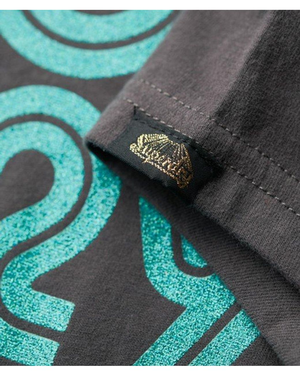 Superdry Green & Co Retro Glitter Logo T-shirt