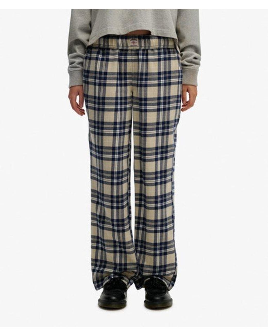 Superdry Gray & Co Cotton Check Elastic Trousers