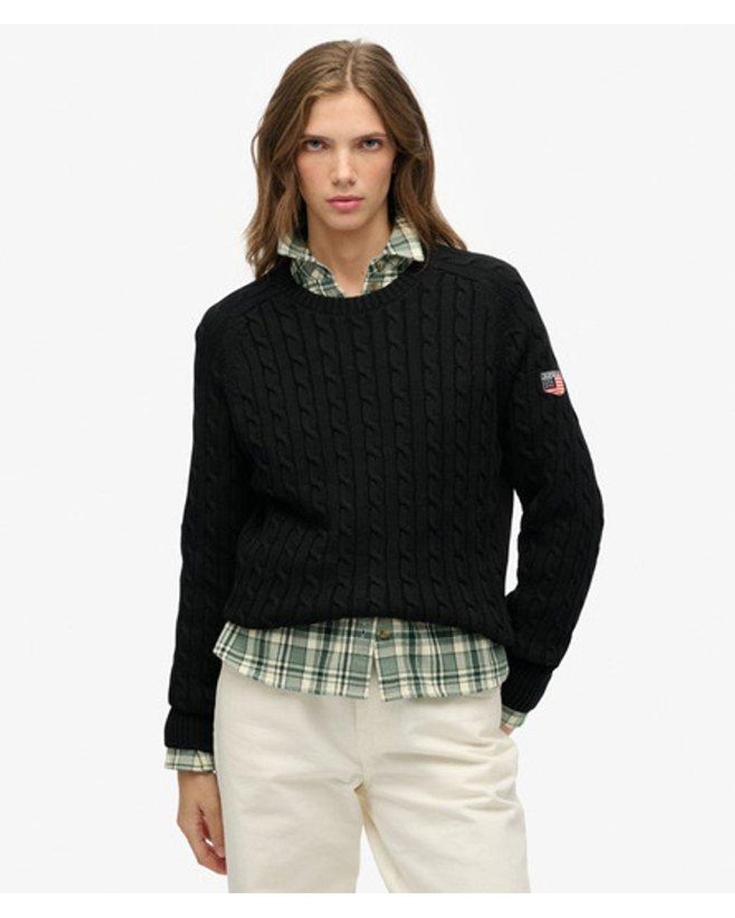 Superdry Black & Co Slouchy Cable Knit Jumper