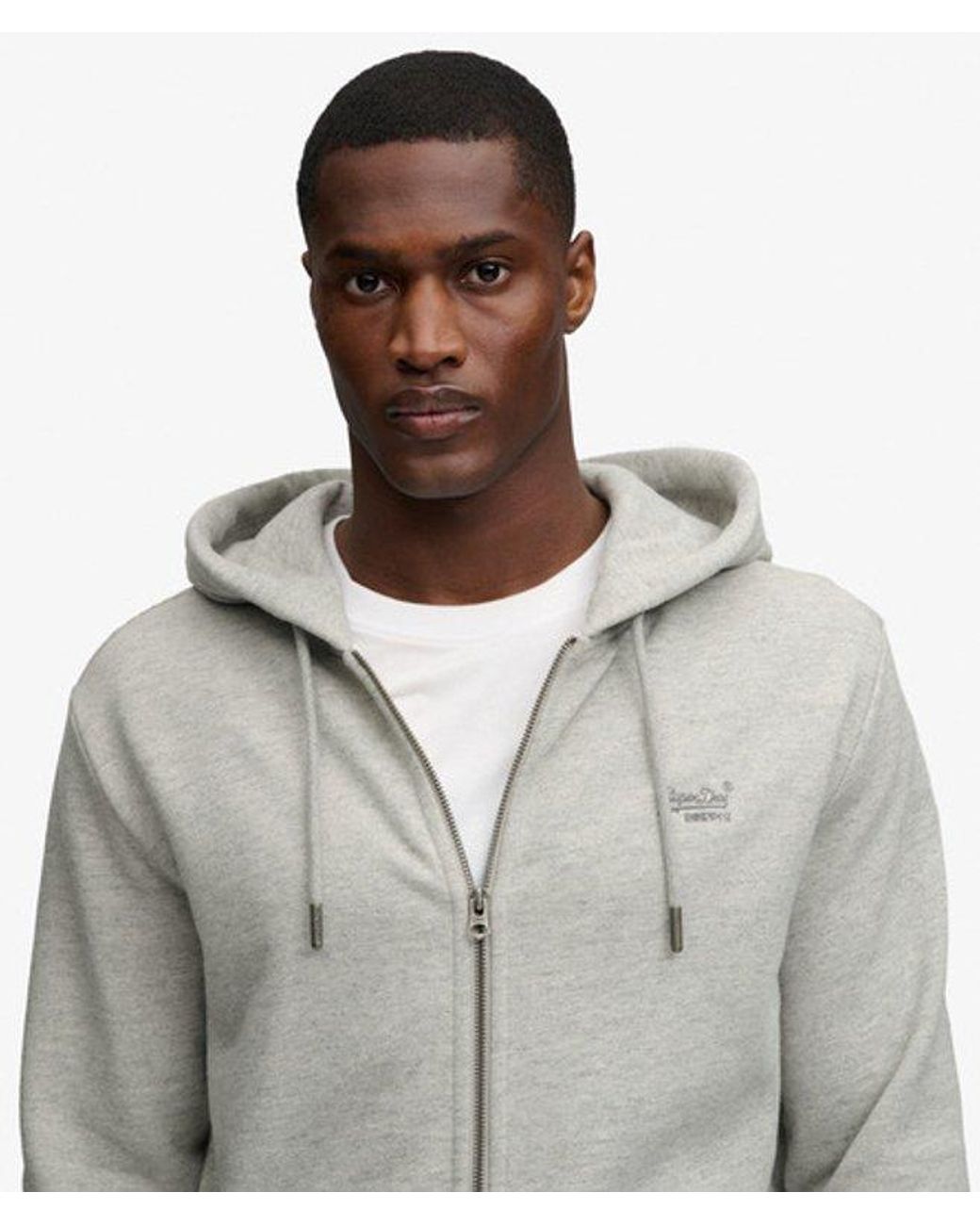 Superdry Gray & Co Essential Logo Half Brushed Zip Hoodie for men