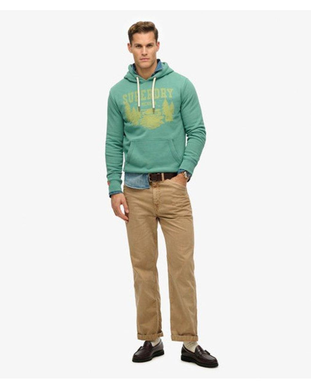 Superdry Green Lo-Fi Outdoor Mono Relaxed Hoodie for men