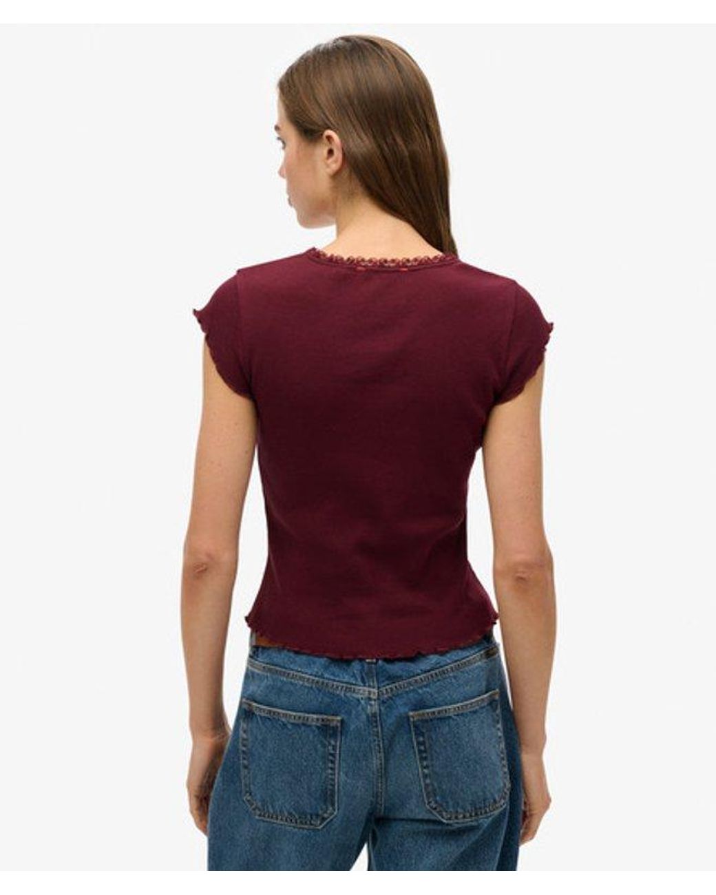 Superdry Red Essential Square Neck Short Sleeve T-Shirt