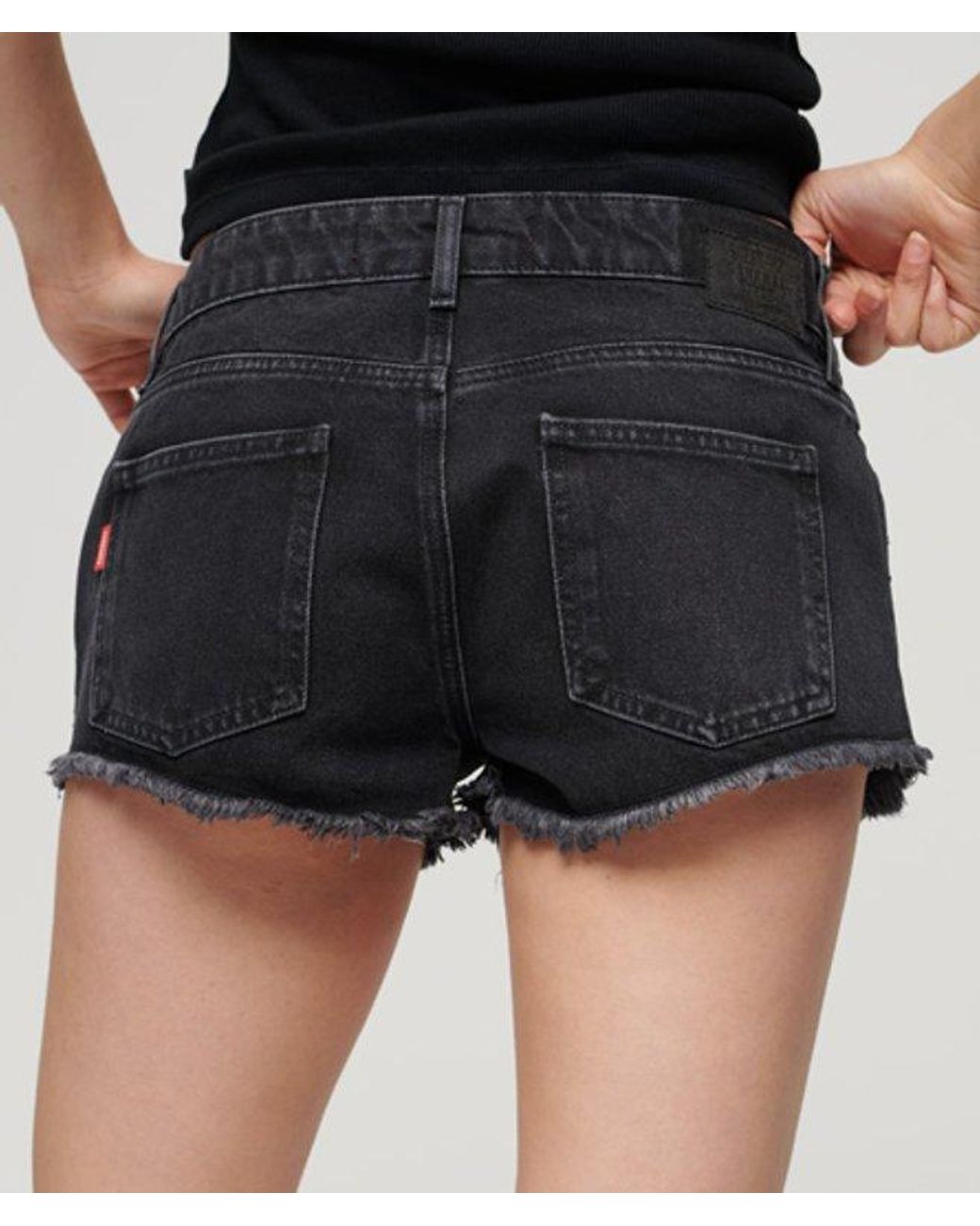 Superdry Black & Co Diamante Embellished Denim Shorts