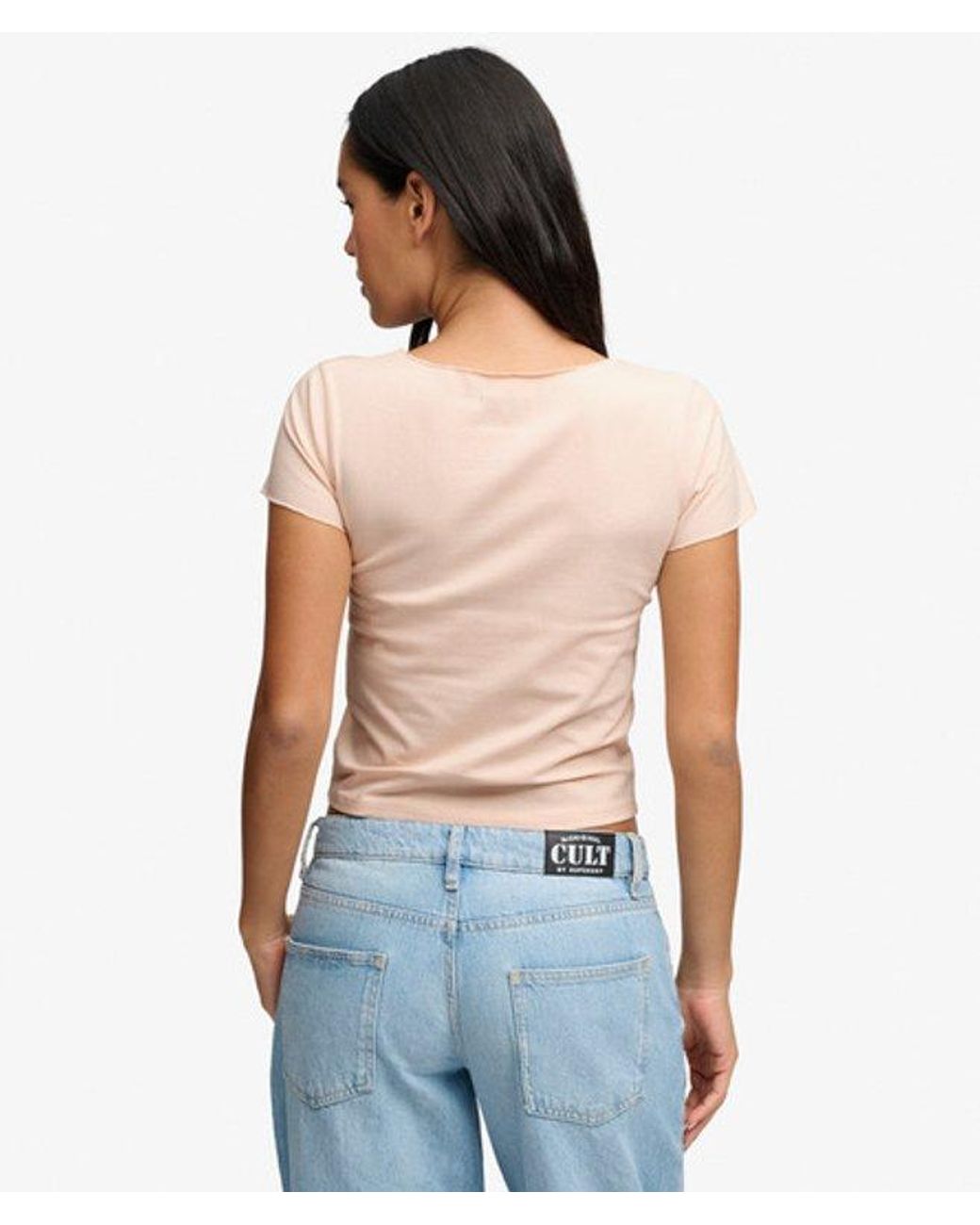 Superdry Blue & Co Gathered V-neck Crop T-shirt