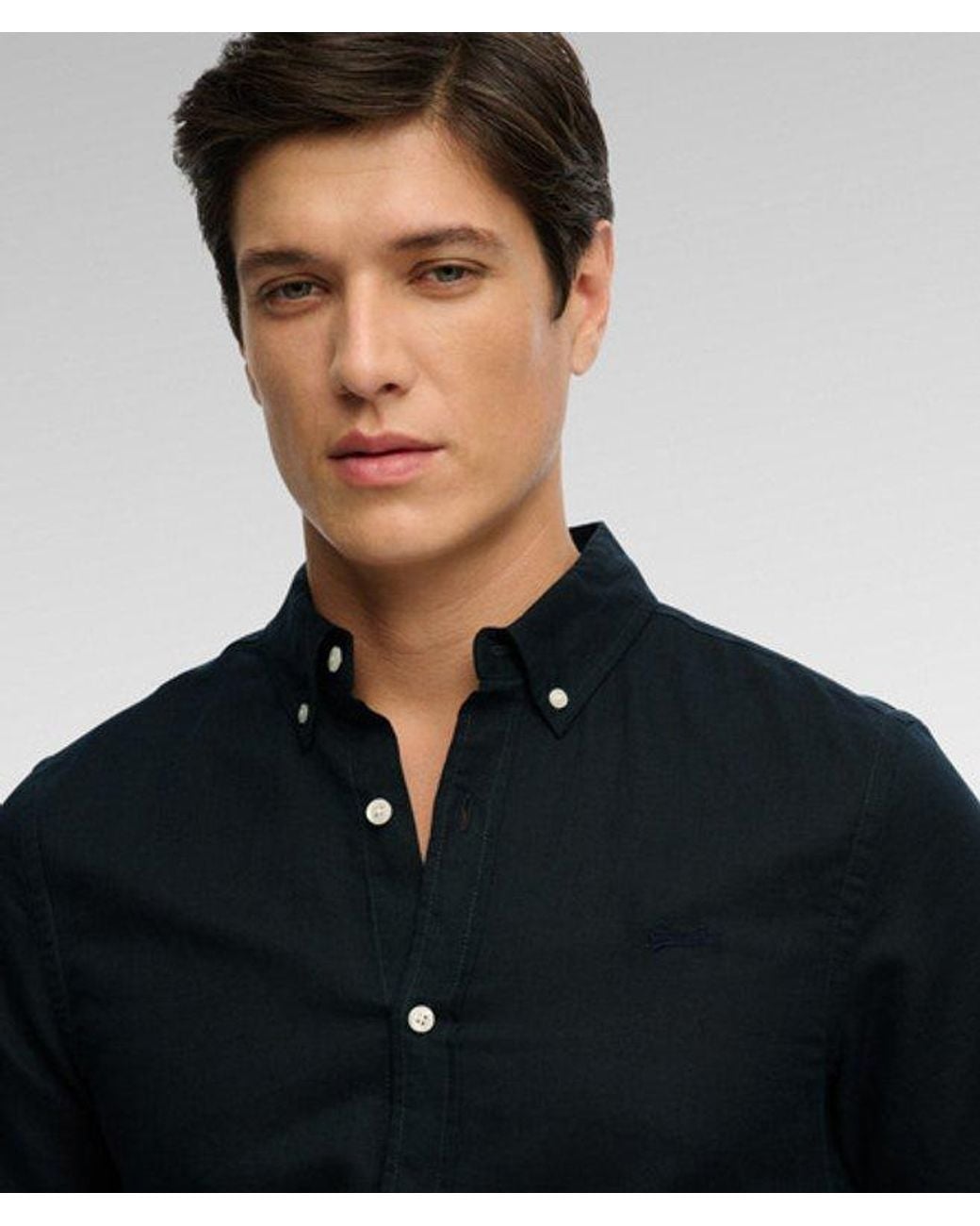 Superdry Black & Co Cotton Linen Short Sleeve Shirt for men
