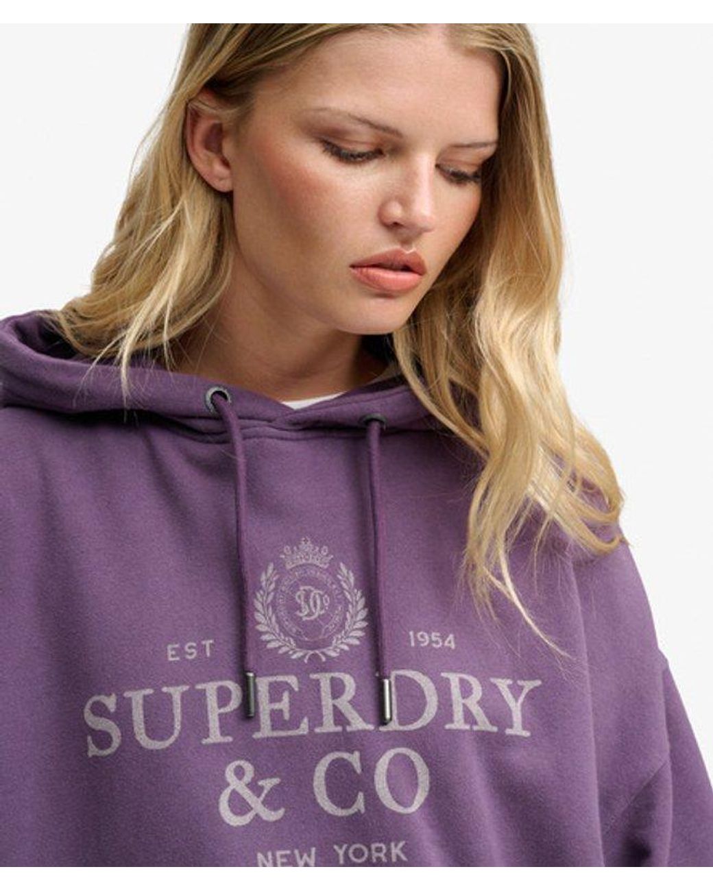 Superdry Purple & Co Luxe Casual Relaxed Hoodie